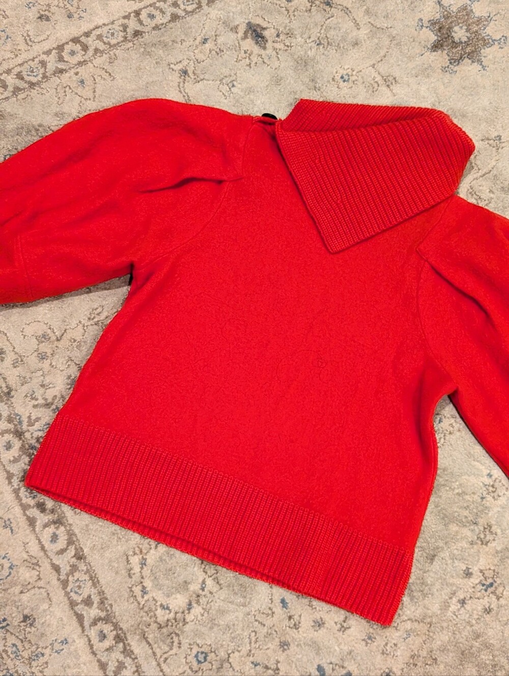 Ulla johnson Reddish Orange Fold-Over Collar Women's Sweater